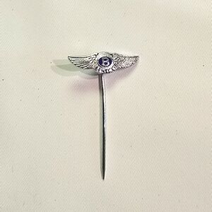 RARE Bentley Winged B Stick Tie Pin Blue Enamel Silver Tone Car Club